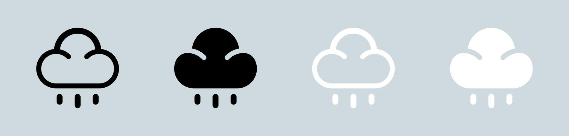 lluvia icono conjunto en negro y blanco. clima señales vector ilustración.