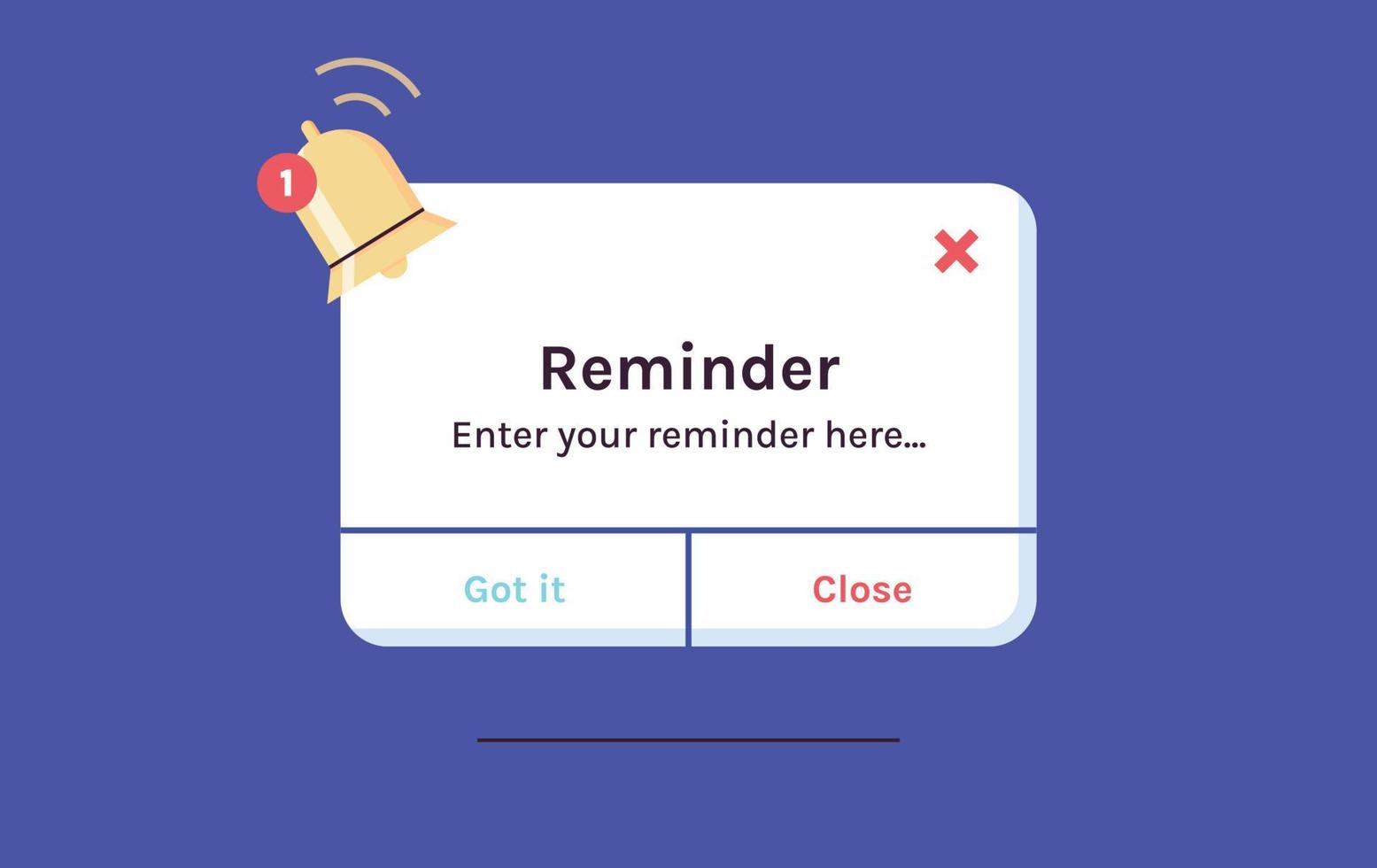 Reminder, notification page with floating elements and business planning, events, timetable flat vector illustration.