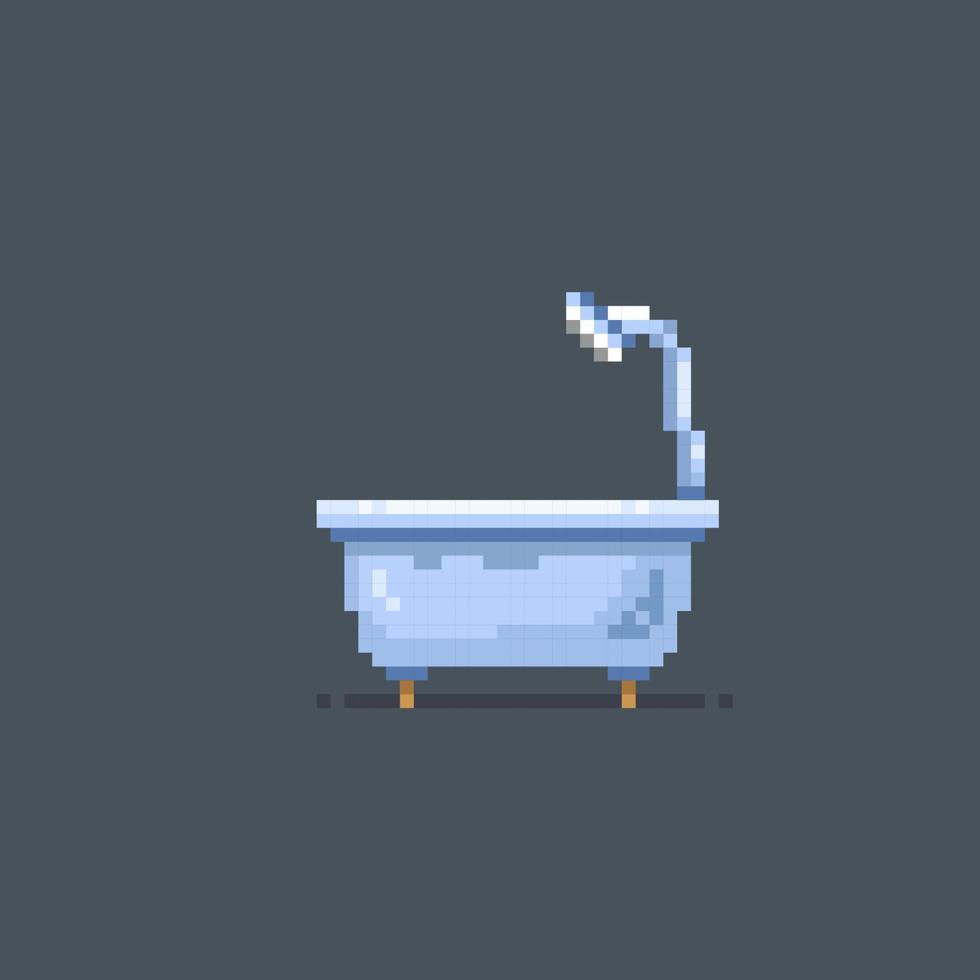 bathtub in pixel art style vector