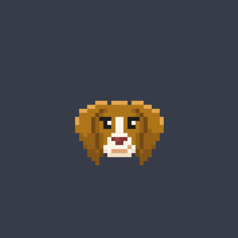 dog head in pixel art style vector