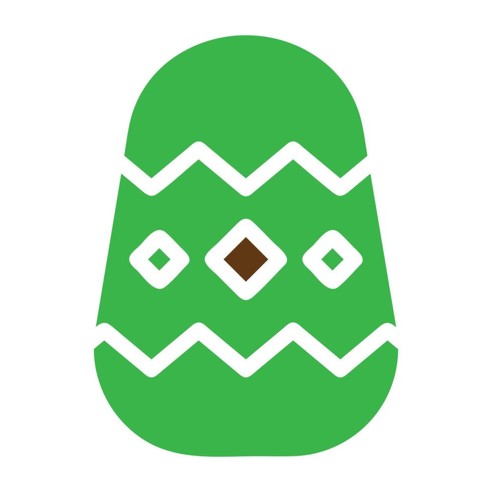 egg icon solid green brown colour easter symbol illustration. vector