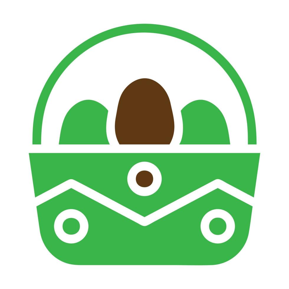 basket egg icon solid green brown colour easter symbol illustration. vector