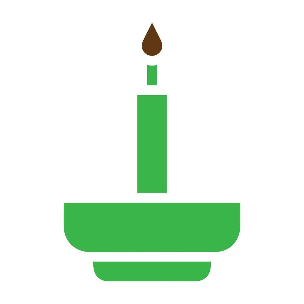 candle icon solid green brown colour easter symbol illustration. vector