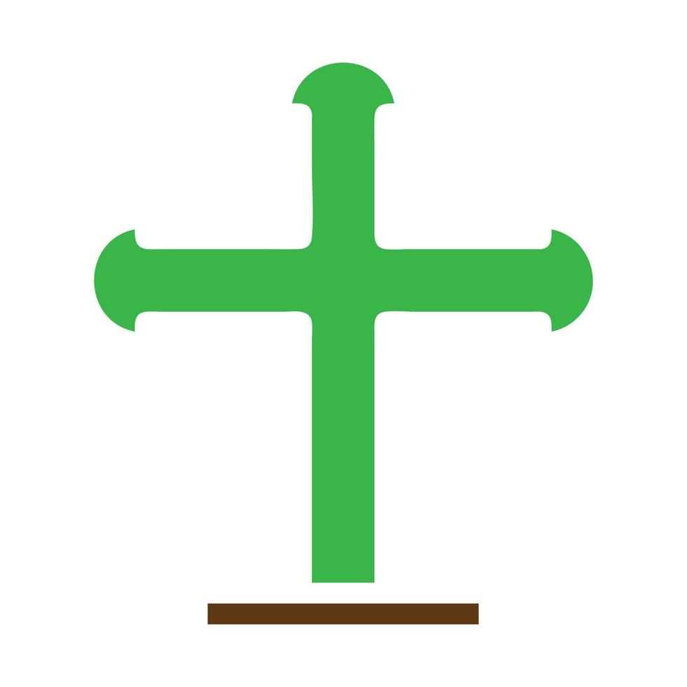 salib icono sólido verde marrón color Pascua de Resurrección símbolo ilustración. vector