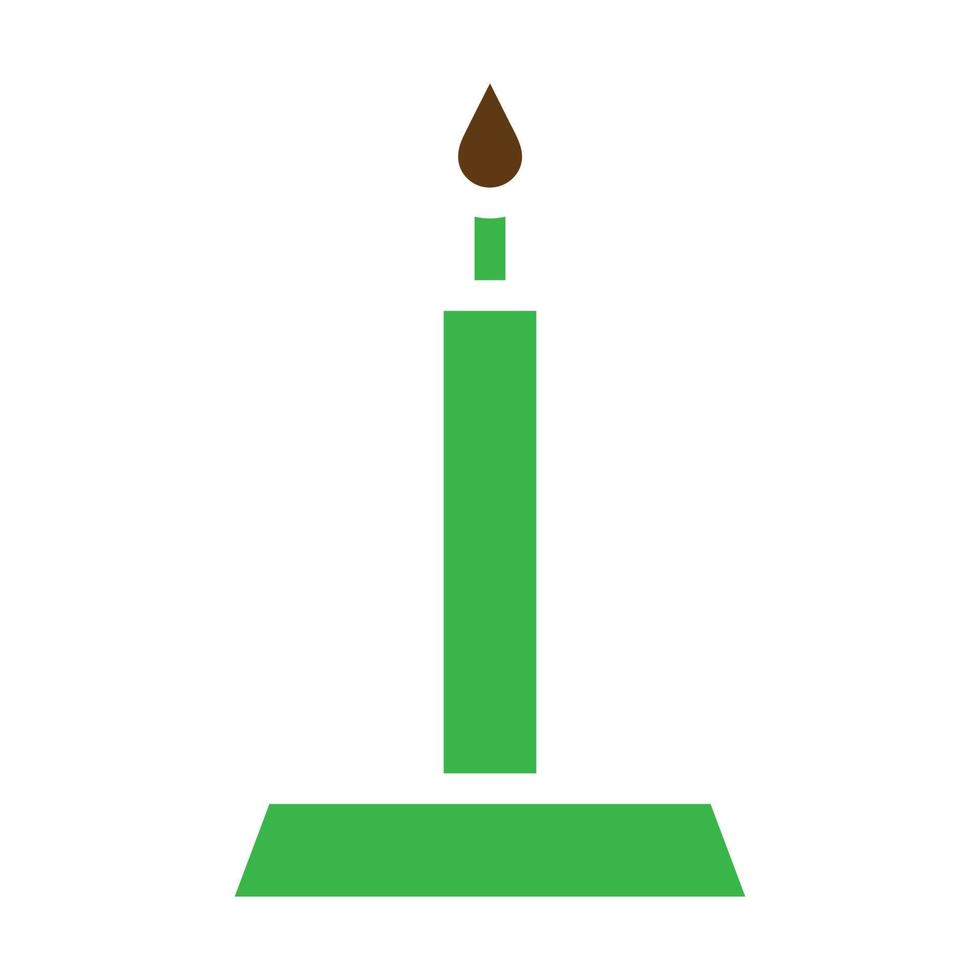 candle icon solid green brown colour easter symbol illustration. vector