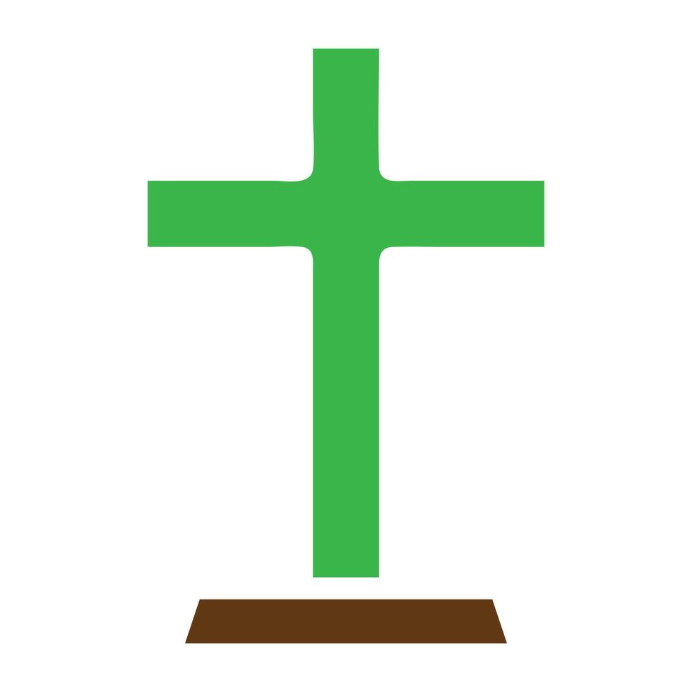 Salib icon solid green brown colour easter symbol illustration. vector