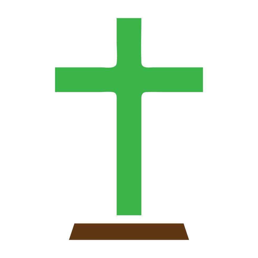 salib icono sólido verde marrón color Pascua de Resurrección símbolo ilustración. vector