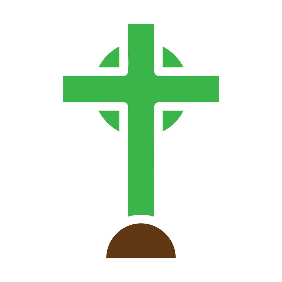Salib icon solid green brown colour easter symbol illustration. vector
