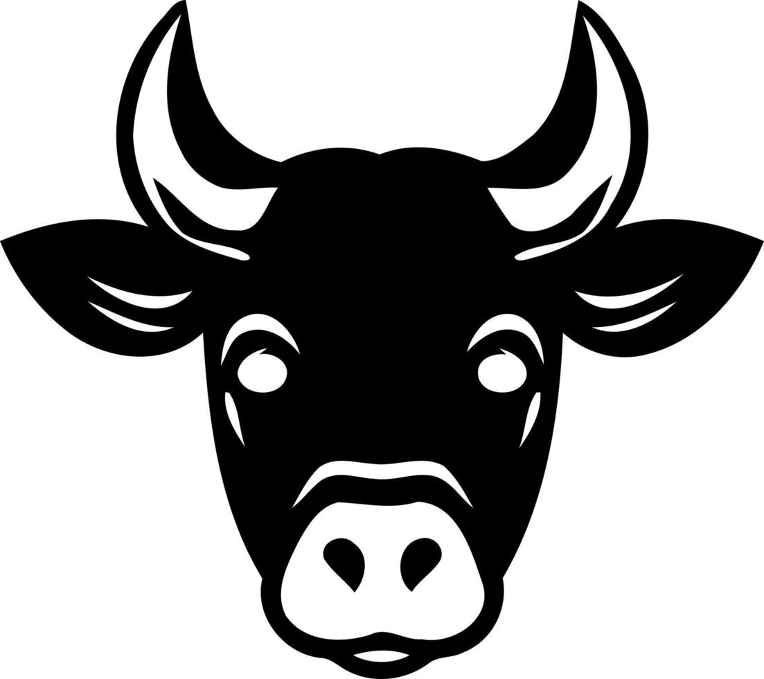 negro y blanco vaca cabeza logo vector