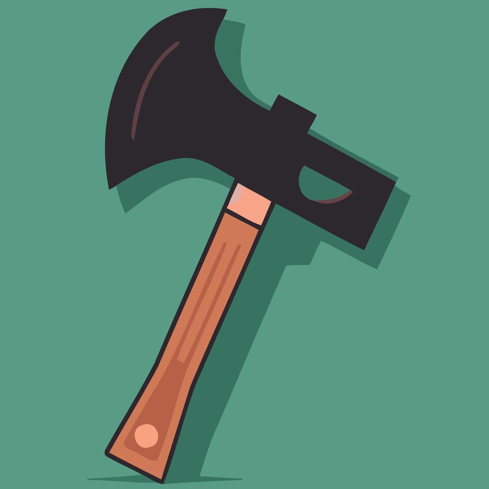 hand tool ax with wooden handle vector