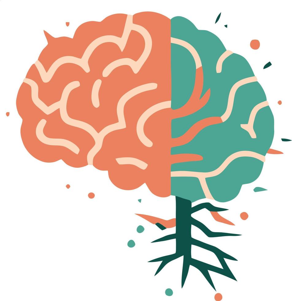 color human brain logo vector