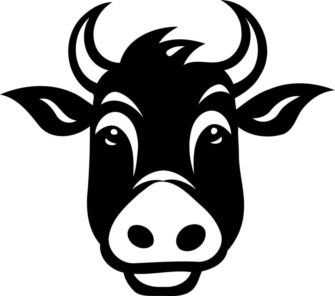 negro y blanco vaca cabeza logo vector