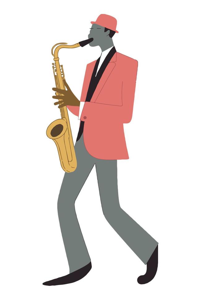 man playing saxophone instrument vector