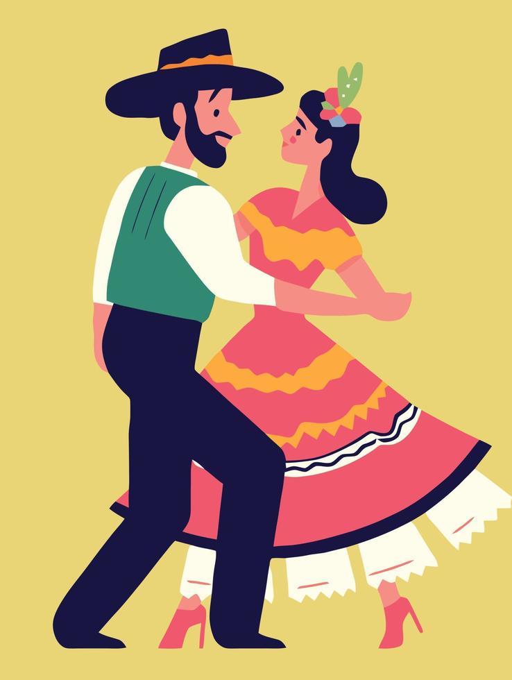 couple dancing at festa junina vector