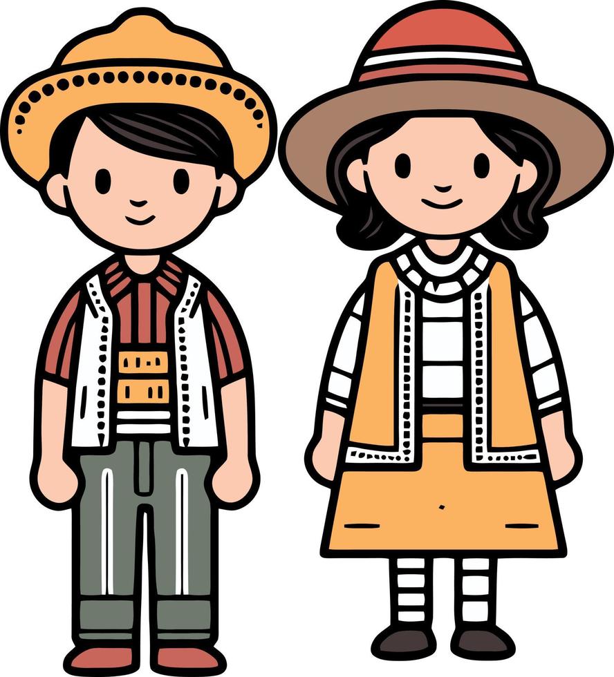 dos niños a festa junina vector