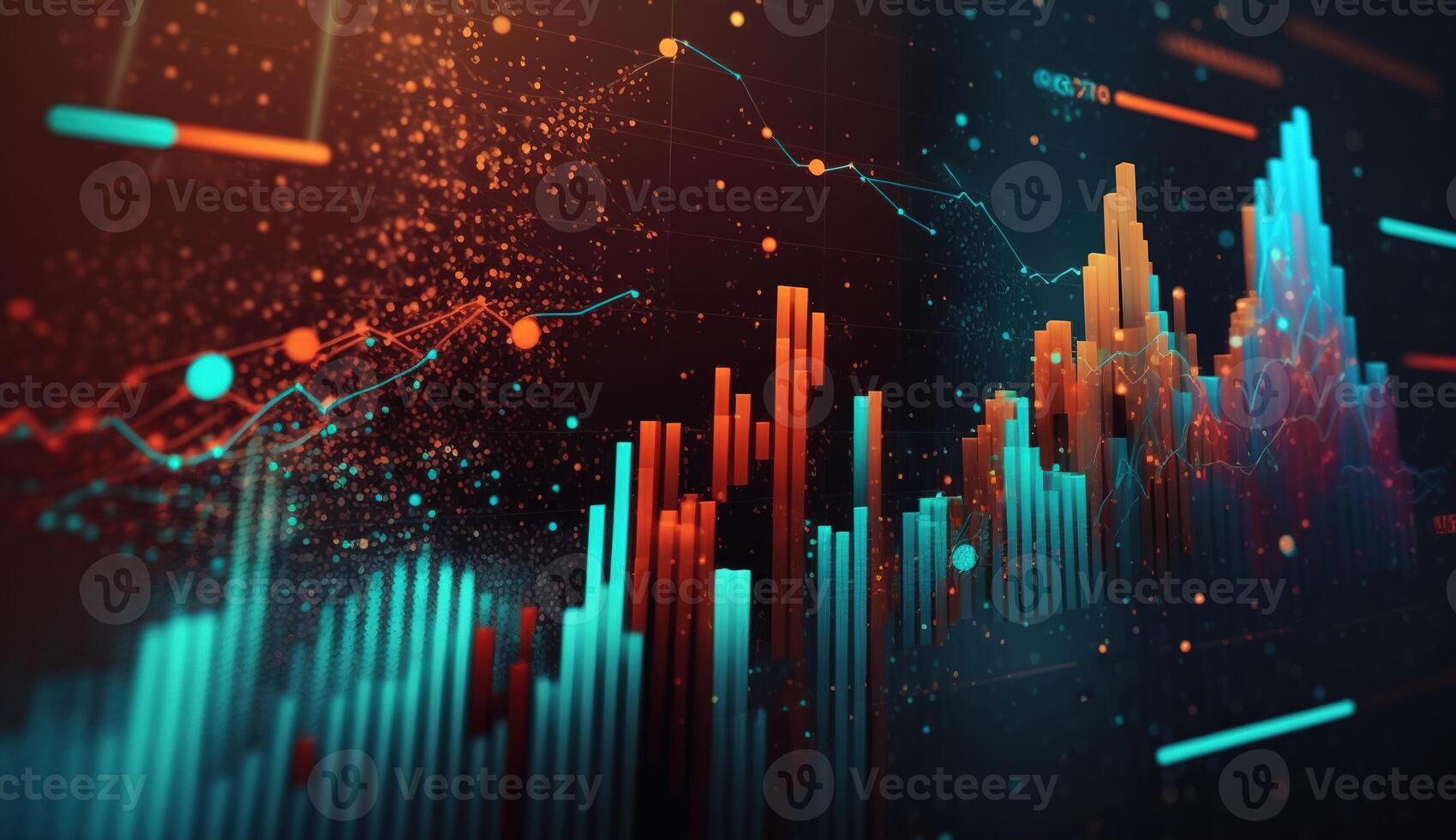 , stock market chart lines, financial graph on technology abstract background represent financial crisis, financial meltdown. Technology concept, trading market concept. photo