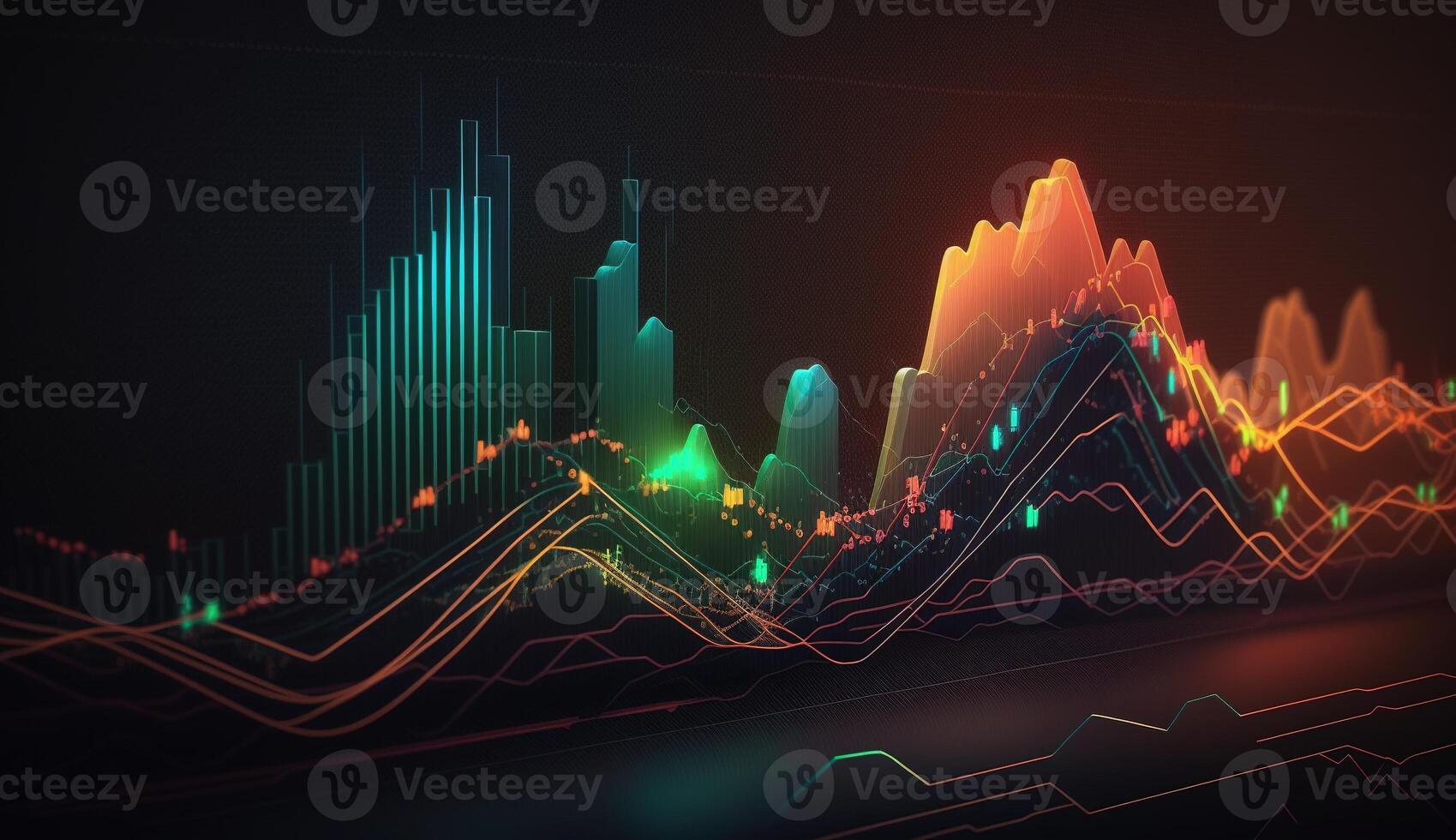 , stock market chart lines, financial graph on technology abstract background represent financial crisis, financial meltdown. Technology concept, trading market concept. photo