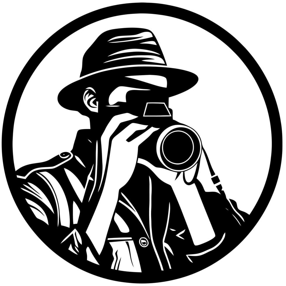 logo man with hat and photo camera vector