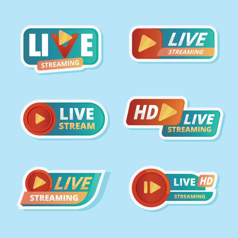 Live Stream Set Badge Template vector