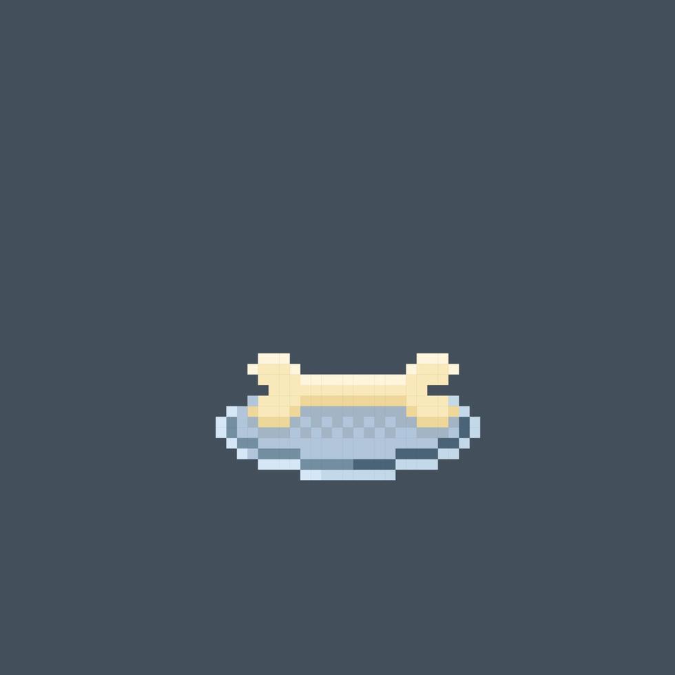 bone in the plate with pixel art style vector