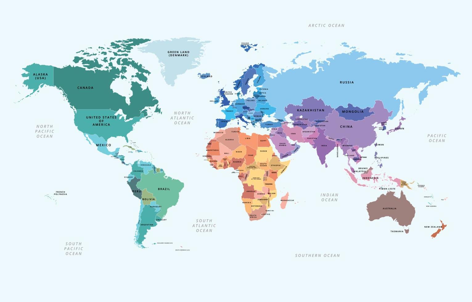 mundo mapa con país nombre antecedentes vector