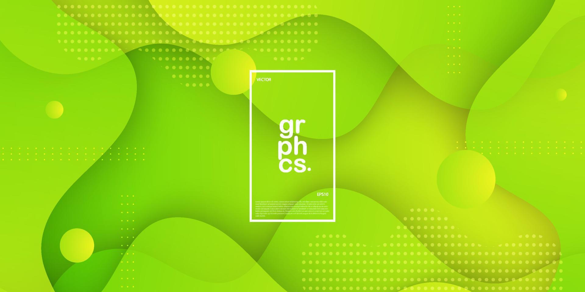Bright colorful liquid fluid abstract background with green and yellow gradient color combination. soft color and overlay lines on background. Eps10 vector