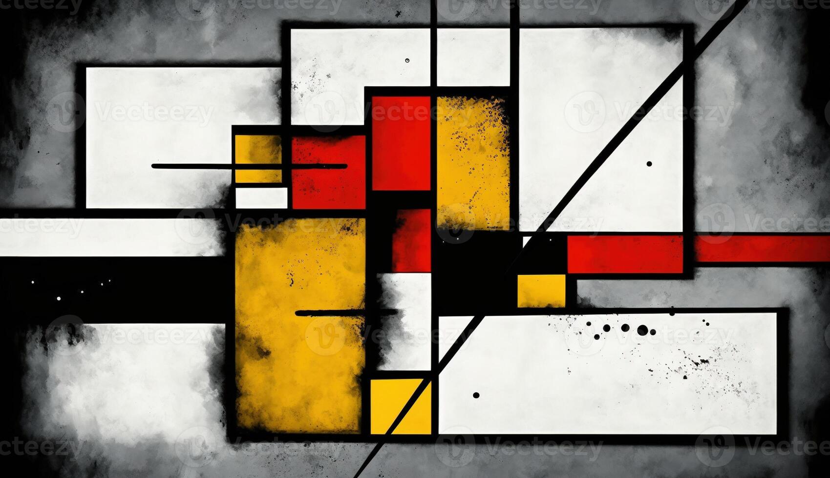 , cubist painted abstract colorful rectangles in mondrian style background. Trendy geometric design. photo