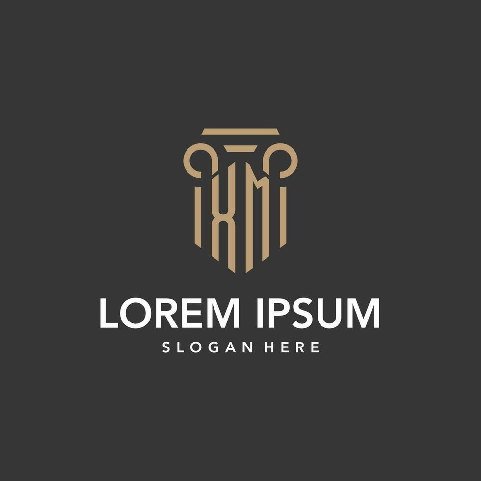 XM logo monogram with pillar style design vector