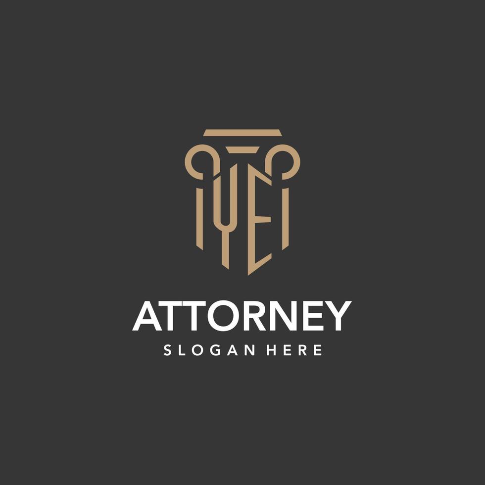 YE logo monogram with pillar style design vector