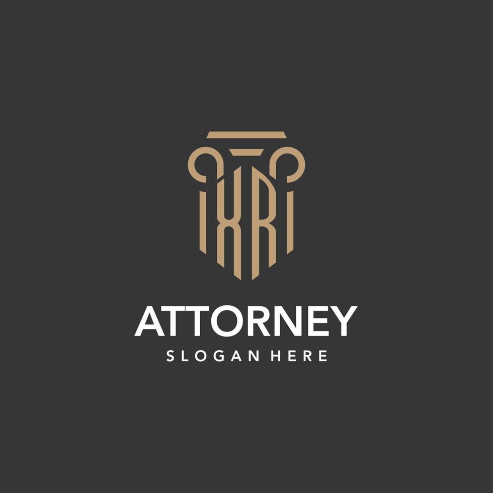 XR logo monogram with pillar style design vector