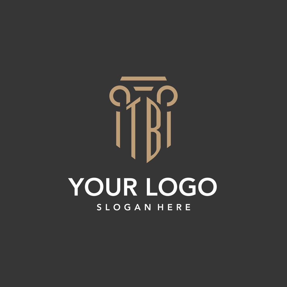 TB logo monogram with pillar style design vector