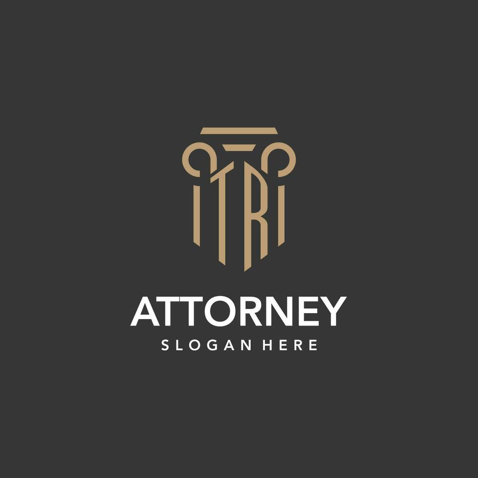 TR logo monogram with pillar style design vector