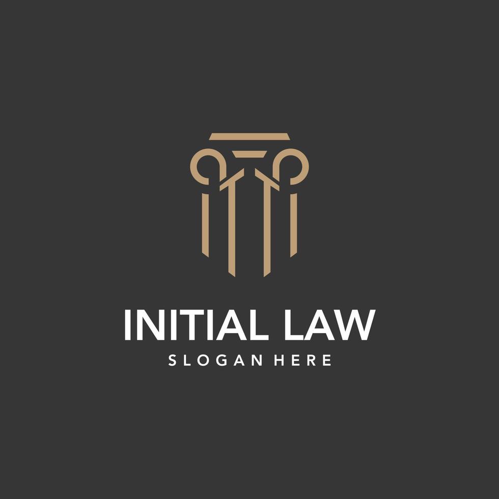 TT logo monogram with pillar style design vector