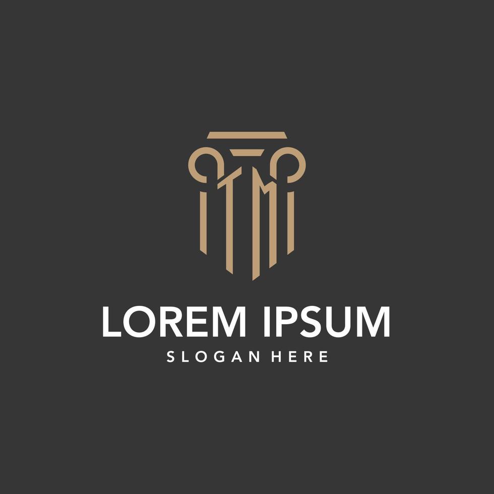 TM logo monogram with pillar style design vector