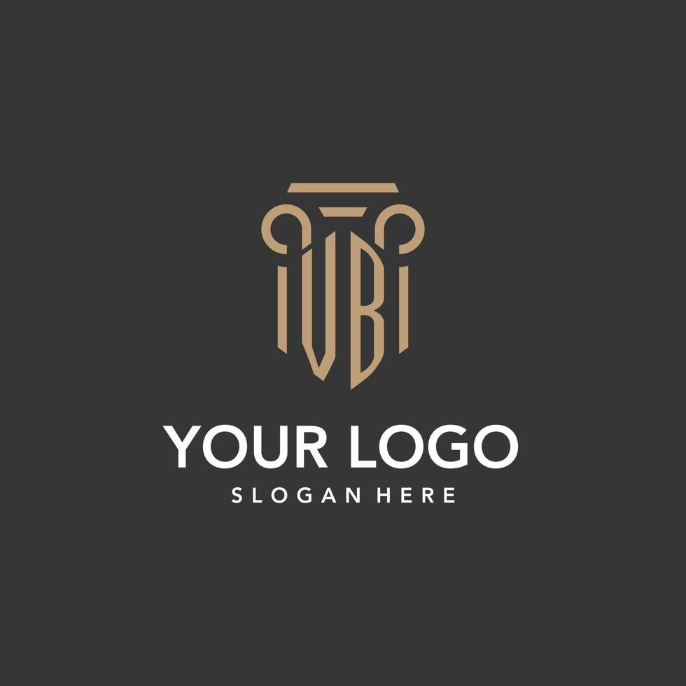 VB logo monogram with pillar style design vector