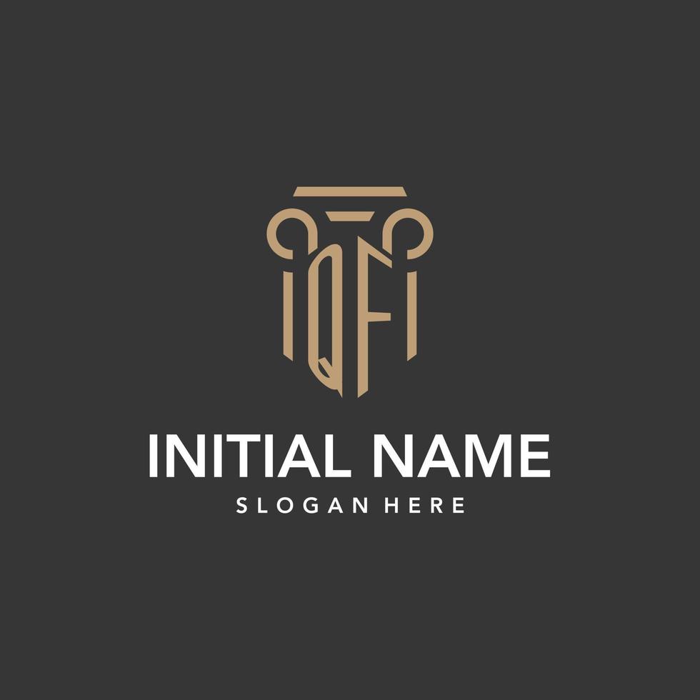 QF logo monogram with pillar style design vector