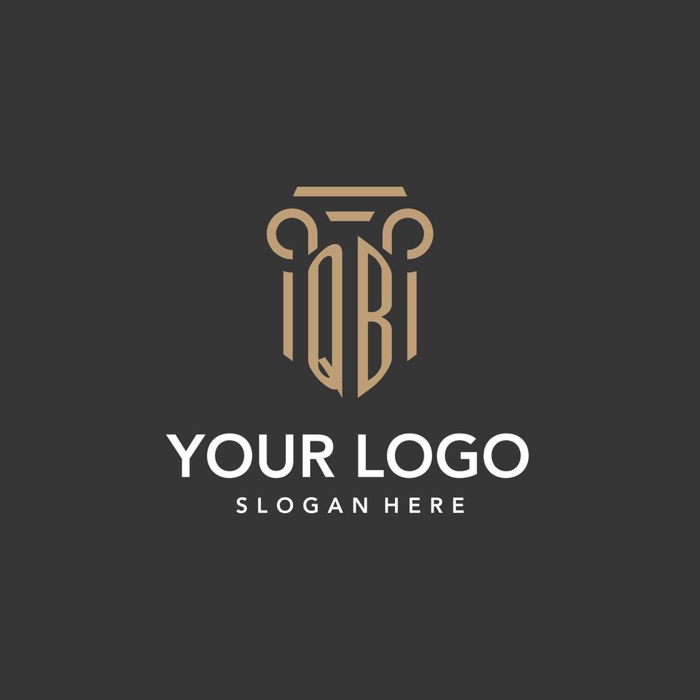 QB logo monogram with pillar style design vector