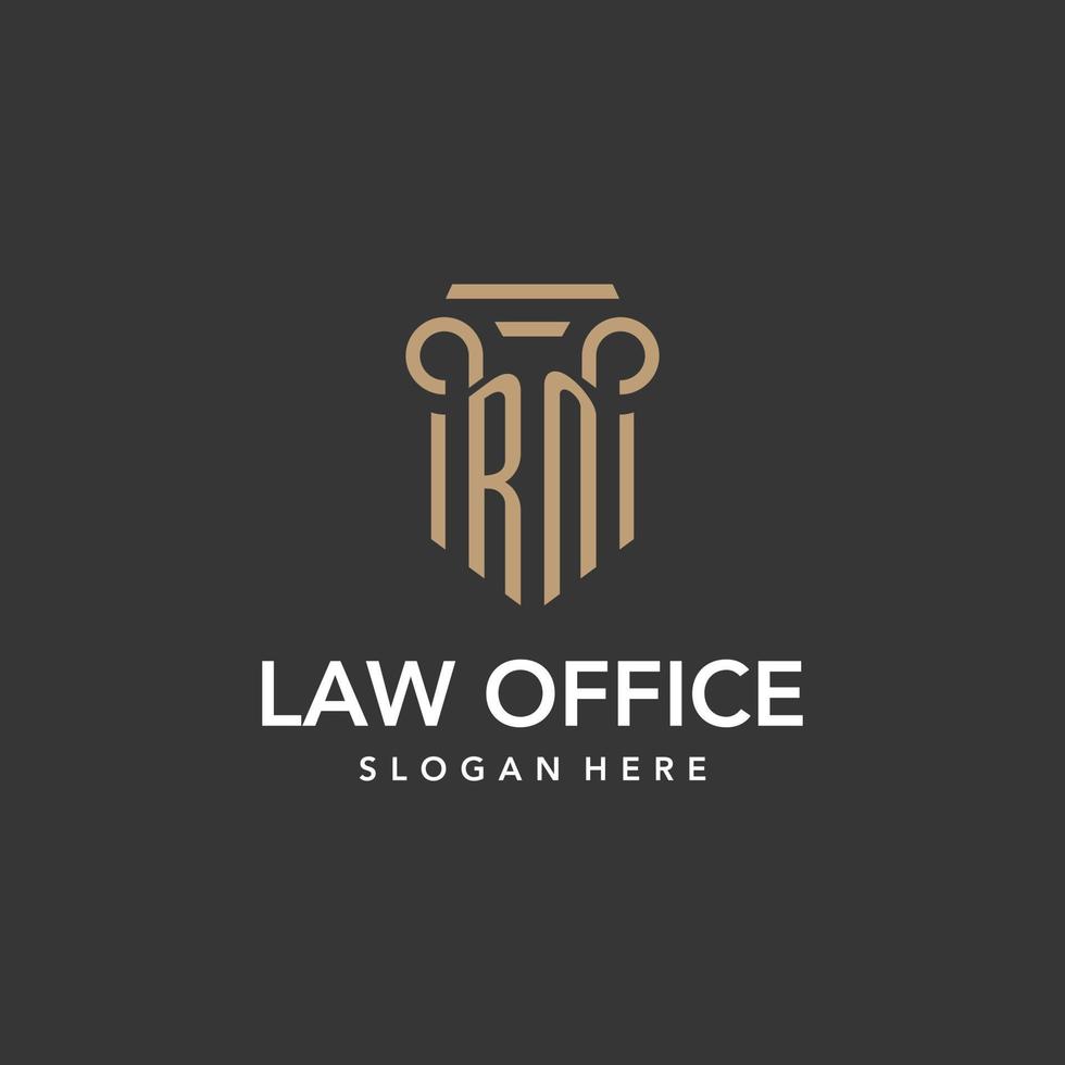 RN logo monogram with pillar style design vector