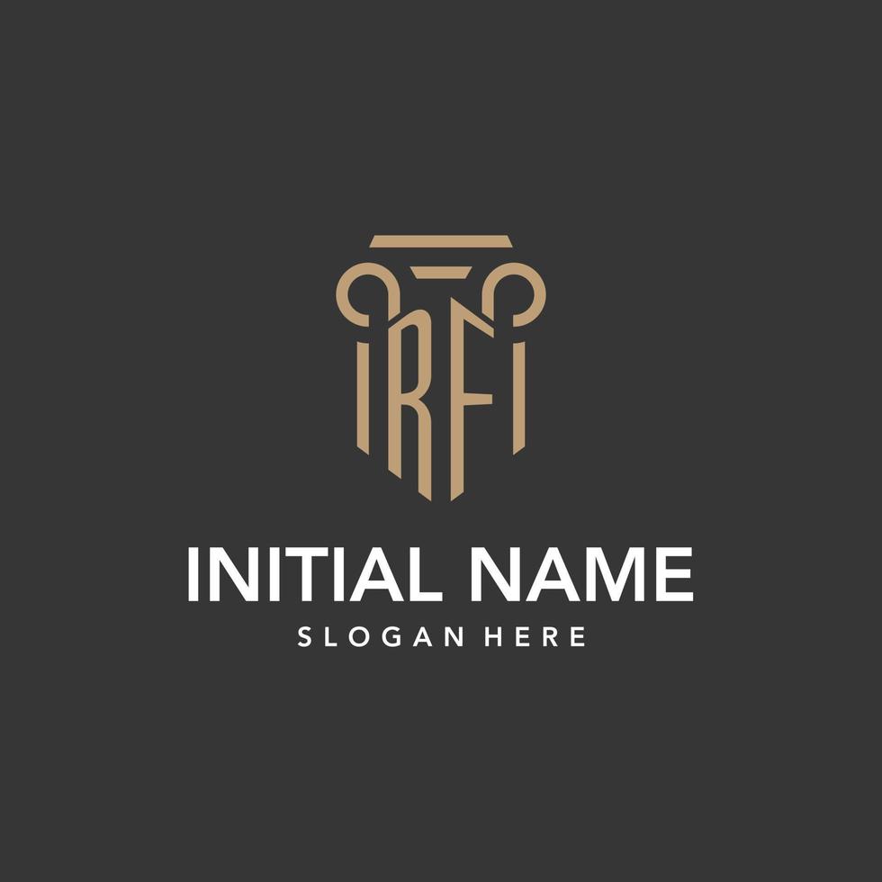 RF logo monogram with pillar style design vector