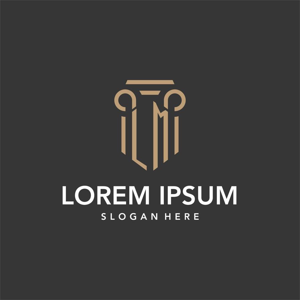LM logo monogram with pillar style design vector