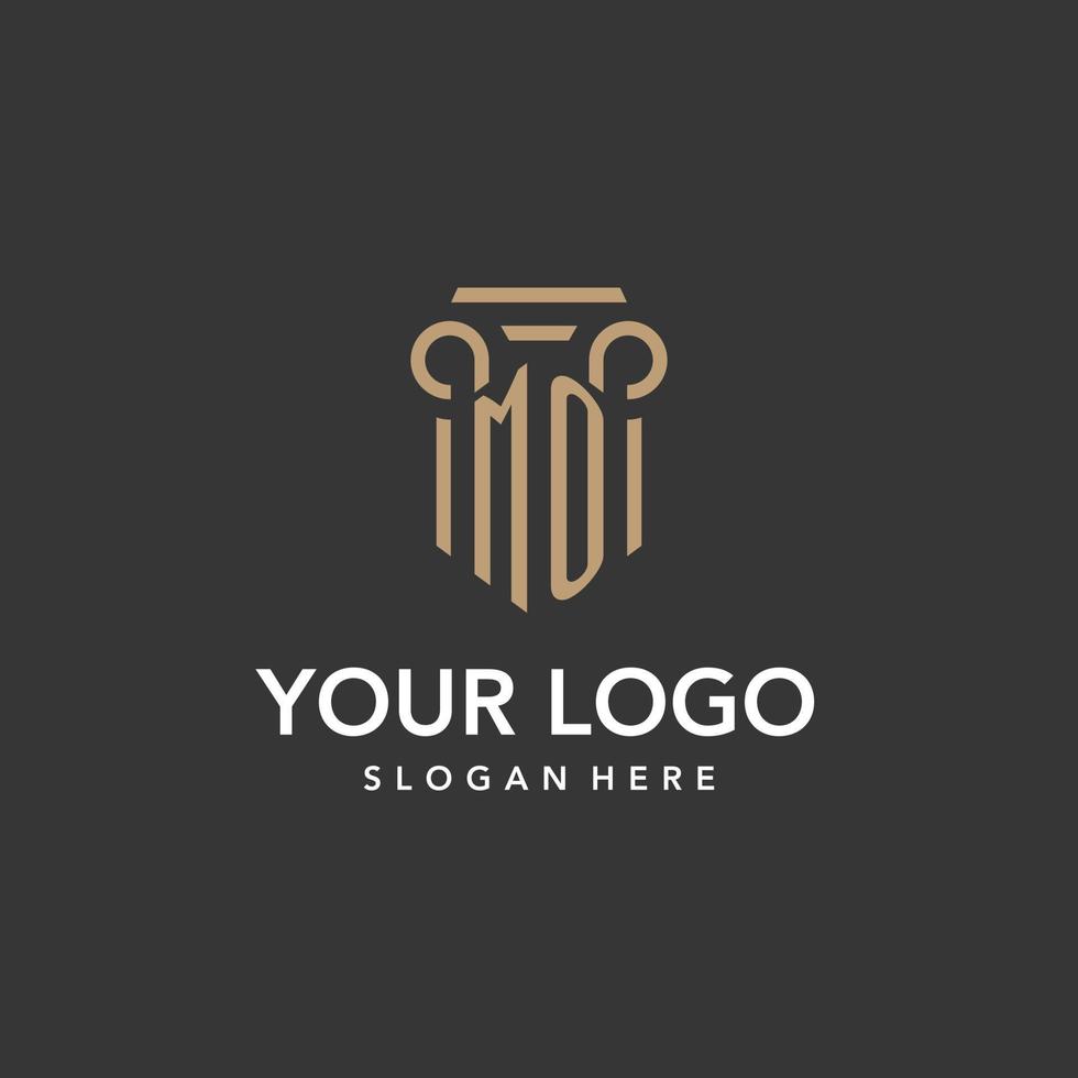 MO logo monogram with pillar style design vector