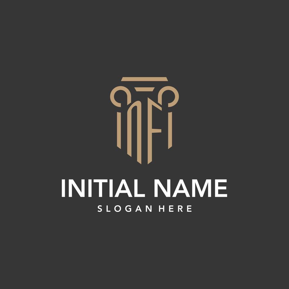 NF logo monogram with pillar style design vector