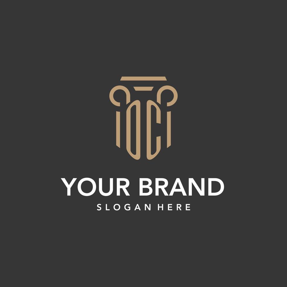 OC logo monogram with pillar style design vector