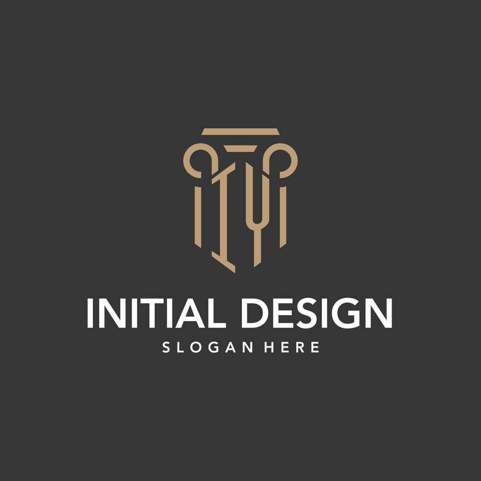 IY logo monogram with pillar style design vector