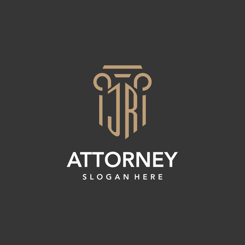 JR logo monogram with pillar style design vector