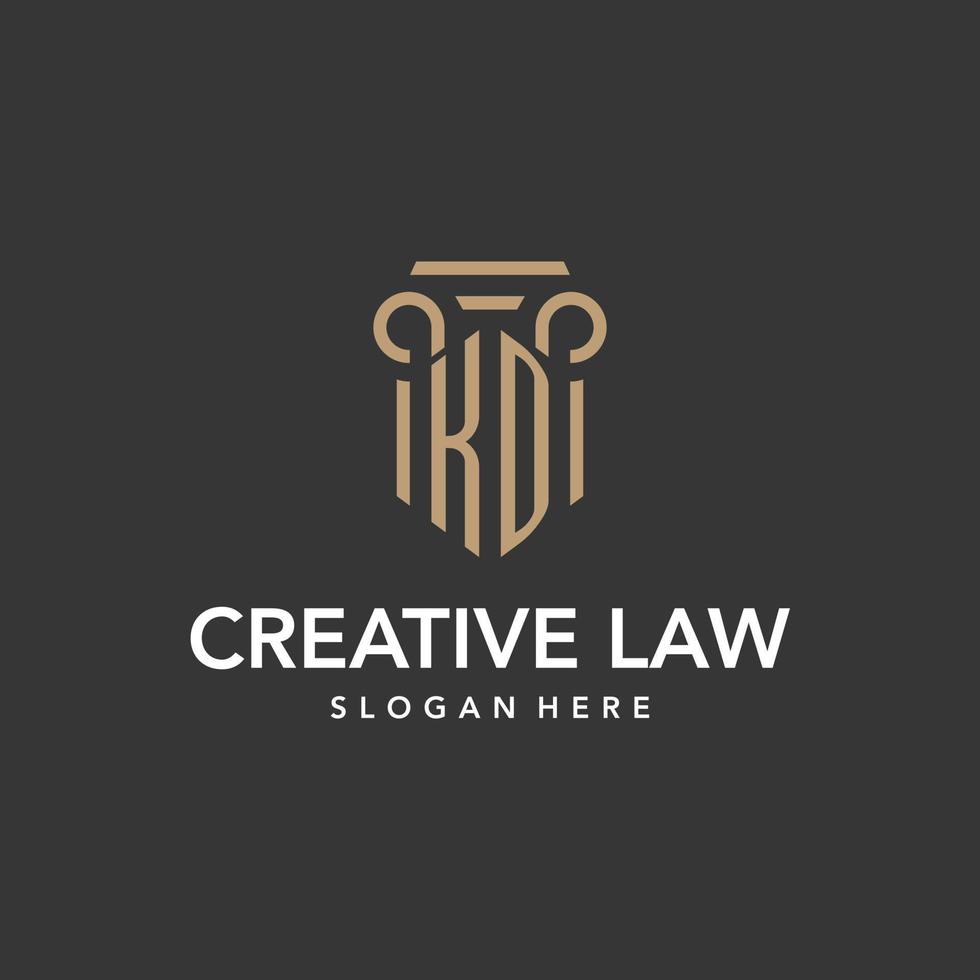 KD logo monogram with pillar style design vector