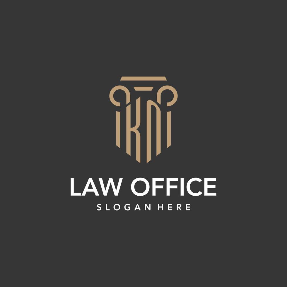 KN logo monogram with pillar style design vector