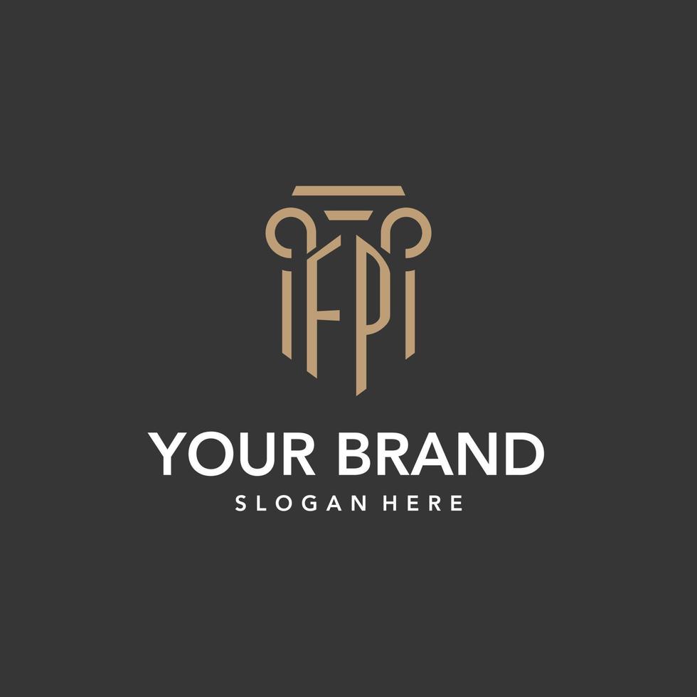 FP logo monogram with pillar style design vector