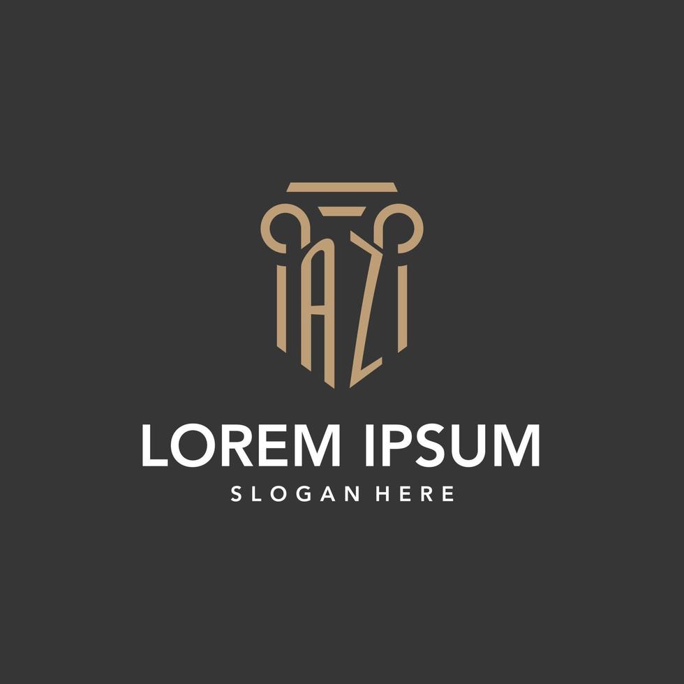 AZ logo monogram with pillar style design vector