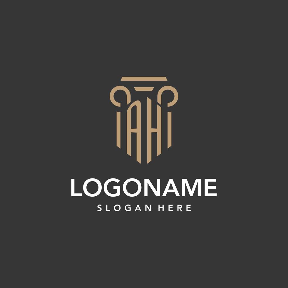 AH logo monogram with pillar style design vector